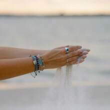 Handmade Adjustable Waterproof Blue Sea Glass Beach Bracelet, Best Friend Gift - Multicolor - View 5