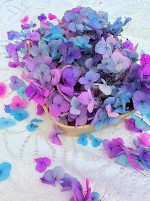 100/200/500/1000 piezas Flores secas de Hortensia multicolor - Perfectas para manualidades DIY, velas, bodas, artesanía hecha a mano, Navidad - degradado azul-rosa-violeta - Ver 8