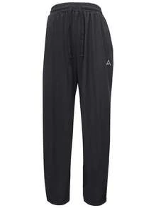 GRIM PANDA Women's Ice Silk Loose Straight Leg Pants, Lightweight Quick-Dry Breathable, Adjustable Hem, Yoga Running Outdoor Daily Pants - Black - View 4