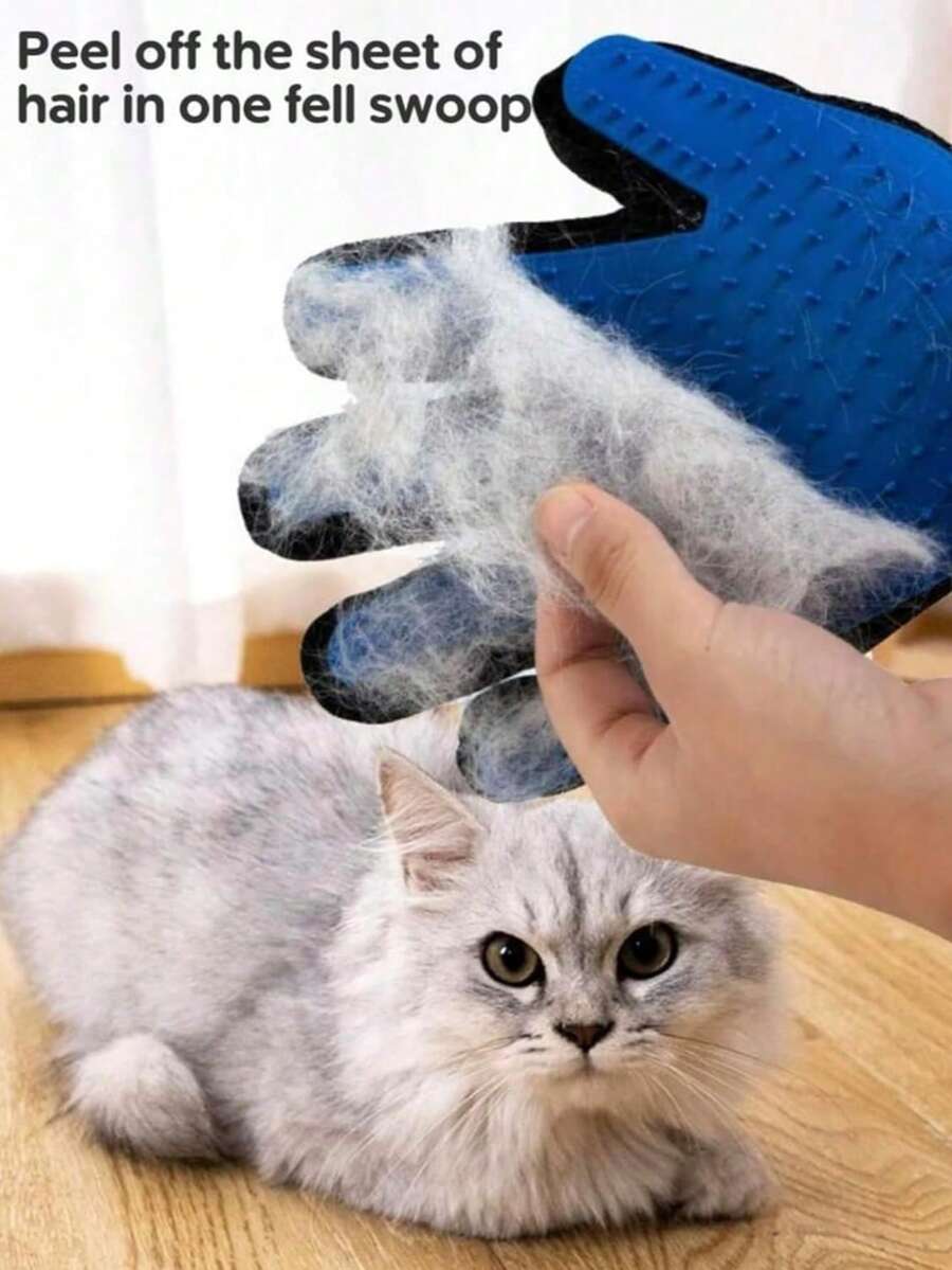 1/2件装宠物脱毛手套，适用于犬猫，二合一硅胶多功能宠物梳毛刷，温和脱毛刷，适用于长毛和短毛宠物，易于清洁，无痛梳理，舒缓按摩
