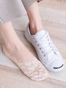 Women Summer Socks Lace Heart Sock Antiskid Invisible Shallow Mouth Thin Boat Socks - Multicolor - View 15