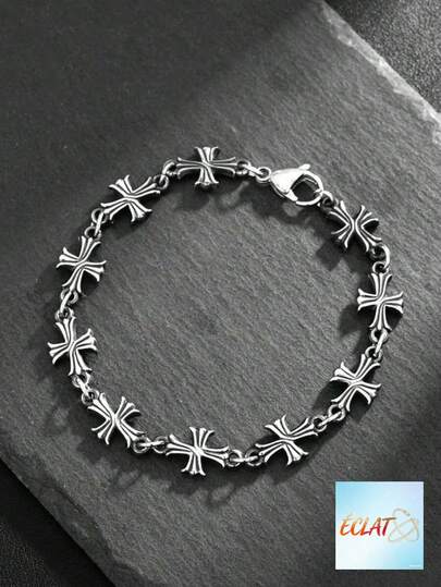 1pc Punk Style Cross Vintage Leather Bracelet For Men New Fashion High Quality Everyday Wear Birthday Engagement Gift 4CS7