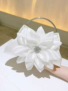 Versatile Fashion Women Clutch Bag, Suitable For Formal Dress, Wedding, Bridesmaid, Elegant Floral Party Evening Handbag, Tready Party Bags,Perfect For Party, Wedding, Prom, Dinner/Banquet, Perfectly Matching With Prom Dresses For Women, Prom Accessories,Sequin Dress Women,Sparkly Dress,Elegant Dresses For Women, Elegant Prom Bag - 白色 - 查看 5