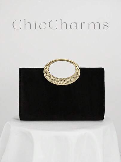 תיק יד עגול ומבריק 1pc, תיק קלאץ' אלגנטי יוקרתי עם ריינסטון לשמלת ערב, ארנק זוהר למסיבה/נשף/חתונה/יום הולדת, מתאים כמתנה לחג, שרשרת ניתנת להסרה לענידה על הכתף או בצורת Crossbody