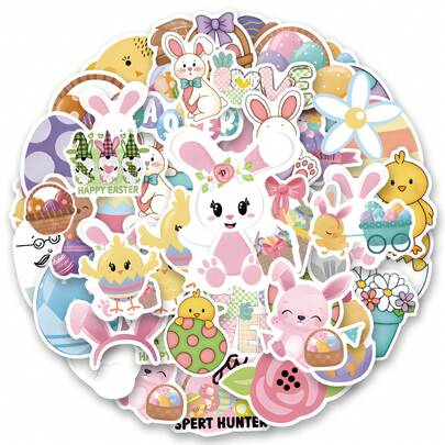 50 Pcs Easter Egg Vinyl Stickers, Beautiful And Practical, Suitable For Scrapbooks, Diaries, Bumpers, Skateboards, Water Bottles, Helmets, Water Cups, Car Stickers, Etc.