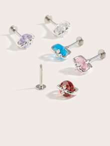 1pc Fashionable Minimalist Diamond Stainless Steel Earrings, Suitable For Women's Daily Wear - Diamond - View 3