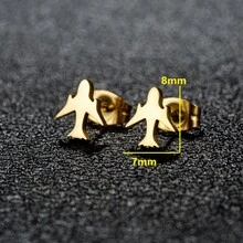 1对不锈钢耳钉 简约飞机时尚耳钉 女士饰品 派对 朋友 婚礼 最佳礼物 新品 - 030 - 查看 2