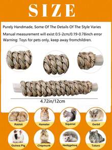 9pcs Mini Pet Toys, Suitable For Rabbits, Chinchillas, Hamsters, Squirrels, Chewing Supplies, Aquatic Grass & Sweet Bamboo - View 7