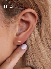 1 pieza Pendiente de labio con rosca interna con forma de sol de 16G - Joyería fina para perforación de cartílago - Pendientes de botón - Pendientes de concha - Pendiente espiral de cartílago - Pendiente de sol plano para labio - Pendiente de nariz - Adecuado para uso diario de mujeres/fiesta de boda/compromiso/aniversario/regalo del Día de San Valentín (se vende individualmente) - Pendientes Sole Diamond Sun - Ver 5