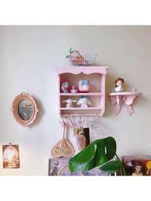 1pc Bedroom Wall Decor Storage Rack, Wall-Mounted Decorative Item, Cute Bow Accent, Suitable For Girl's Room - Multicolor - View 10