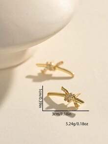 1 Pair Asymmetrical Shape Diamond Studded Cross Earrings, Unique And Exquisite Design, Suitable For Women's Daily Wear And Occasions - Yellow Gold - View 4