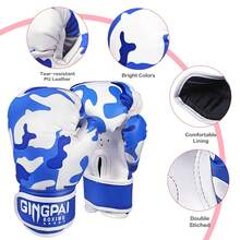 GINGPAI 青少年拳击手套，适用于踢拳、综合格斗、泰拳、初学者健身训练、沙袋练习、家庭健身房使用 - 彩色 - 查看 9