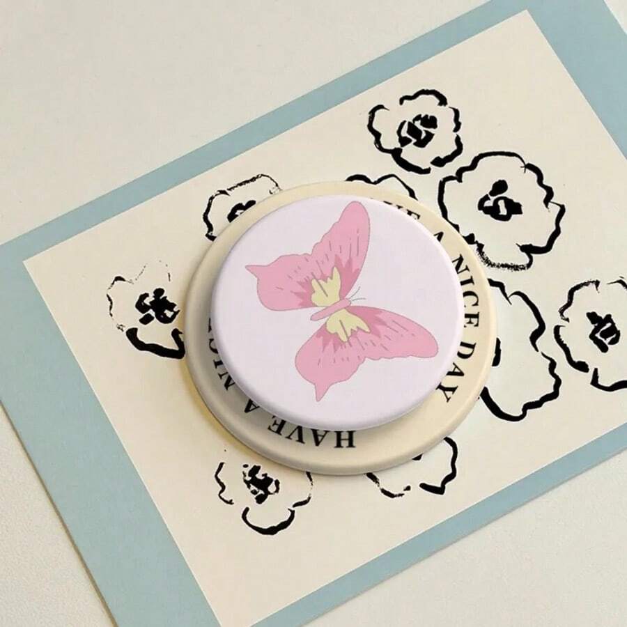 带安全气囊的磁吸式手机支架,强力磁吸,伸缩式设计,可爱简约韩式蝴蝶造型,生日礼物,送给妈妈的礼物,感恩节礼物,复活节礼物,愚人节礼物,送给爸爸的礼物,手机握把,手机支架,手机配件 - 彩色 - 查看 1