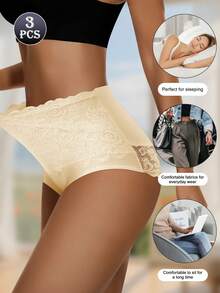 3 PiecesWomen's Triangle Panties - Sexy Lace Trim Design, Comfortable Fabric, Skin-Friendly And Breathable - Perfect Gift Choice - Multicolor - View 5