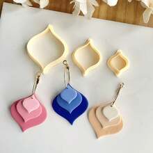 3件套复古风格聚合物粘土模具切割器套装，DIY珠宝制作工艺工具套装，适用于粘土塑形和手工珠宝制作，派对和节日主题 - 黃色 - 查看 4