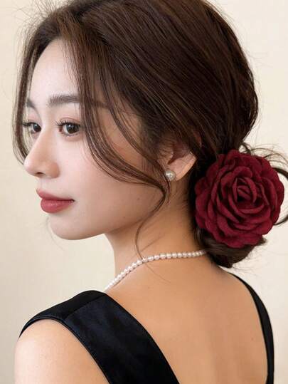 1 Piece Rose Hair Clip – A Luxurious Floral Hair Accessory For Women, Featuring A Non-Slip, Strong Grip, Suitable For Both Thick And Fine Hair. A Travel Essential, Perfect For Easter, Everyday Wear, Office, Leisure Outings, Birthdays, Mother's Day, Weddings, Wedding Decorations, And Home Decor. An Ideal Gift For Friends, Colleagues, Loved Ones, And Daughters. A Fashionable Hair Accessory Designed For Modern Women, Everyday Style Enthusiasts, And Home And Beauty Lovers.