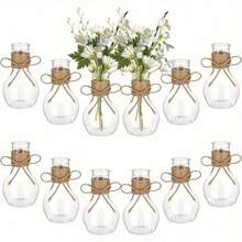 Retro Plastic Vase, Mini Round Bulb Plant Container, Suitable For Wedding Table Decor, Planting Lilies And Avocado, Applicable For Receptions, Home Decor And Holiday Parties, Durable And Easy To Clean, Great For Home, Events, Office Decor, Housewarming Gifts, Room Decor, Glass Vase - A - View 2