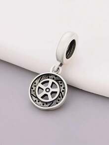 1 件 925 纯银车轮吊坠，“Drive Come Back To Me” 刻字吊坠珠 DIY 男女通用汽车饰品礼品 - 銀色 - 查看 3
