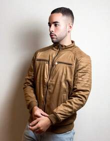 Premium Men's Jacket In Waterproof Leather And Suede – Lined And Thermal - Camel - View 2