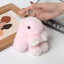 1pc Cute Rabbit Plush Keychain, Handmade Soft Rabbit Plush Pendant, 5.9 Inch, Suitable For Backpacks, Keys, Wallets, Home Decor, Great Gift For Women/Girls - Multicolor - View 5