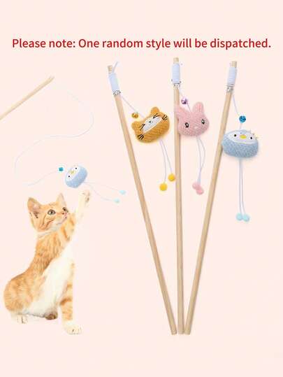 1入組隨機色可愛動物形狀逗貓玩具棒適用於貓使用