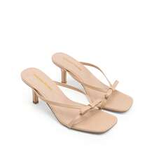 Women 2026 New Summer Kitten Heel Mule Sandals With Bow Decor, Comfortable Open Toe Slip On Slide Sandals For Party Wedding And Daily Casual Wearing - 杏色 - 查看 8