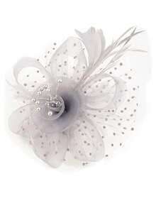 1pc Women's Tea Party Kentucky Derby Fascinator Hat With Netting & Ribbon,Beach,Travel - Grey - View 4