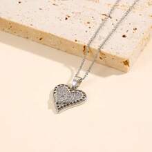 Fashionable Heart-Shaped Love O-Shaped Pendant Necklace, Elegant Copper Tarnish-Resistant Jewelry - Multicolor - View 3