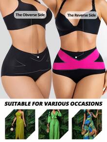 FLARIXA Women's High Waist Criss-Cross Lifting Shaping Panties, Slimming Seamless Shapewear Underwear - Black - View 3