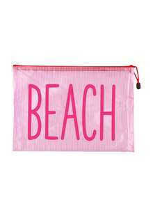 Túi đi biển bằng vải lưới thời trang chống thấm nước, túi đựng mỹ phẩm in hình "bãi biển", chủ đề bãi biển. Túi đựng mỹ phẩm trong suốt dung tích lớn, túi đựng đồ vệ sinh cá nhân bằng nylon có khóa kéo, nhẹ, có thể đựng kem chống nắng, đồ ăn nhẹ, bikini và các vật dụng cần thiết khi đi biển. - Nhiều màu - Xem 17