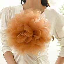 Broche de flor de encaje elegante hecho a mano exagerado de 32CM para mujer, alfileres de solapa florales Vintage franceses, regalo de joyería para y boda IPS6 - Blanco - Ver 8