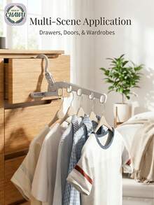 5-Hole Foldable Clothes Hanger - Ultra Compact Lightweight Plastic, Space-Saving/Portable/Foldable Suitable For Travelers/College Students/Homeowners, Dorm/Closet/Behind Door, Mother's Day/Graduation/Spring Cleaning, Suitable For Graduates/Moms/Roommates, Modern Minimalist (Portable Clothes Hanger/Space-Saving/Foldable Hanger/Dorm Organization/Travel Accessory/Closet Organization/Laundry Room Essential/Bedroom Storage/Home Decor) - Multicolor - View 2