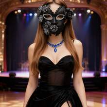 Máscara de alta calidad hecha a mano, máscara de disfraz para baile de máscaras, baile de graduación, disfraz de fiesta de festival, accesorio de maquillaje para conciertos, máscara unisex de cara completa con plumas, máscara blanca con diamante de imitación, máscara de Halloween, máscara veneciana - Ver 7