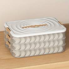 Contenedor de almacenamiento de raviolis con capas seleccionables de 2 a 5 - Organizador portátil para refrigeradores de cocina, caja congeladora con función de temporizador - Marrón - Ver 7