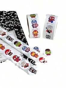 500pcs[Marvel Fan Style]Multi-Character Roll Sticker Set For Superhero Theme Gift Wrapping & Craft Projects New Year's Gift, Valentine's Day Gift, Easter Gift (Stochastic Style) - Multicolor - View 5
