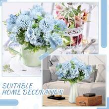 1束仿真牡丹丝玫瑰花束，搭配仿康乃馨和绣球花，秋季装饰，适用于婚礼、家居、餐厅、卧室、节日、生日派对、户外花园等场合。 - 淺藍色 - 查看 6