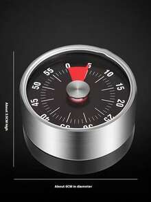 1Pc Stainless Steel Kitchen Timer With Strong Magnetic Back – Loud Alarm Mechanical Countdown Clock For Cooking, Baking, Study & Office – Easy-To-Read Dial, No Battery Required - Multicolor - View 13