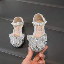Infant Flat Shoes, Girls' Bowknot Rhinestone Hook And Loop Casual Shoes, Suitable For Wedding Party - Silver - View 7
