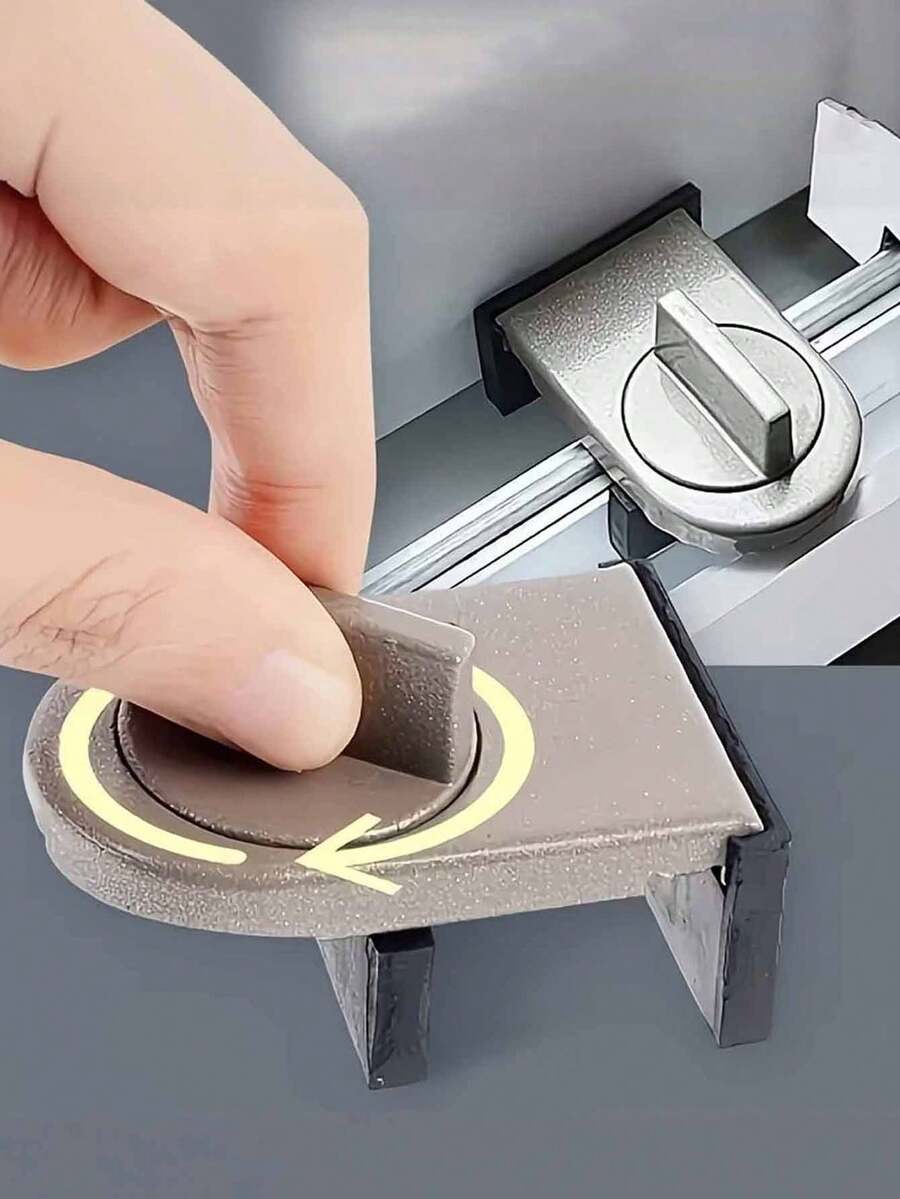 1 Khóa cửa trượt và cửa sổ chống trộm bằng hợp kim nhôm | Lắp đặt không cần khoan, khóa hai chiều chống thú cưng giúp tăng cường an ninh, cấu trúc nhựa bền chắc