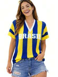 Women's Crochet Blouse, Brazil Knit, Oversized, Summer Fashion, Shiny Cup, Sports And Fitness, Summer - 2 藍色 - 查看 2