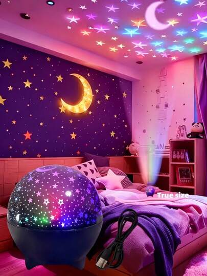 1pc New Atomic Bomb Star Moon Bedroom Night Light | USB Powered Galaxy Starry Sky Atmosphere Lamp | Table Lamp | Suitable For Party Stage, Living Room, Bedroom, Game Room, Dining Room | Interesting Gift, Holiday Decor