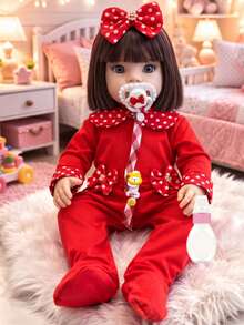 Reborn Baby Girl With Accessories + Documents - 酒紅色 - 查看 7