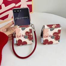 钥匙扣挂绳款女士手机壳，侧边压纹搭扣系列，玫瑰花瓣设计，带挂绳，可折叠手机壳，适用于三星 Galaxy Z Flip7、Galaxy Z Flip7FE、Galaxy Z Flip6、Galaxy Z Flip5，时尚、流行、优雅的手机保护套 - 彩色 - 查看 4