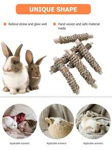 9pcs Mini Pet Toys, Suitable For Rabbits, Chinchillas, Hamsters, Squirrels, Chewing Supplies, Aquatic Grass & Sweet Bamboo - View 5