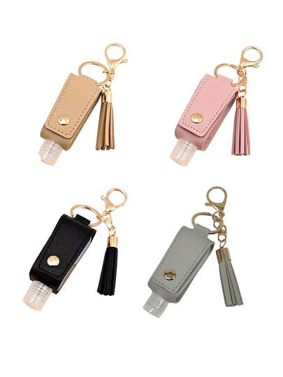 2pcs Travel Bottle Keychain Holder With Hand Sanitizer Rack. Suitable For Storing Essential Oils, Toiletries, Lotions, Soaps, Etc. Squeeze Design For Easy Refilling. Great For Summer Outings, Camping, And Gatherings.