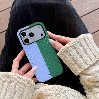 GIIPPA 1 Piece Colorblock Polka Dot Design Phone Case, Compatible With IPhone 17 Pro Max, 16 Pro Max, 15 Pro Max, 14 Pro Max, Stylish And Korean Fashion Phone Cover, Compatible With Iphone 11/12/13/14/15/16 Pro Max Plus, Elegant Design For Both Men And Women, Great Gift For Christmas, Valentine's Day, Easter, Wedding Season And Birthday For Girlfriend