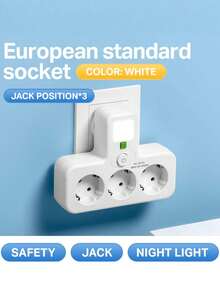 EU Plug And Socket 4 /5 Sockets, Multi Plug Wall Power Plug And Socket Without Extension Cable Or With USB And Type-C Port - EU E Type Plug(220-240V) - View 11