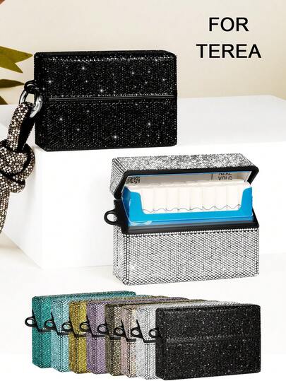 BLBLBL 1pc World's First 720° Fully Synthetic Diamond Luxury Shiny & Cute Shock-Proof, Anti-Slip Portable Hanging Cord Electronic Cigarette Case Designed For TEREA For IQOS ILUMA, Made Of PC+A-Grade Artificial Rhine Stone By International Designer Jack Pang, Thin & Easy To Store, With Hanging Hole, Perfect As A Gift