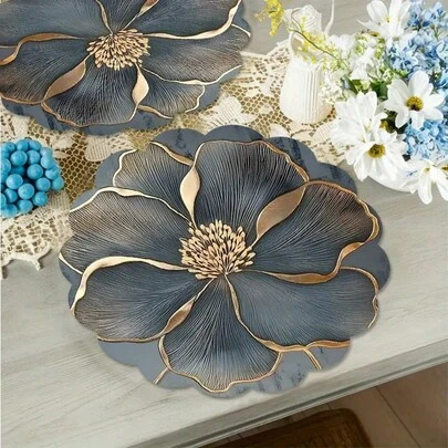 12/24 件装，33 厘米餐垫，一次性餐垫，灰色花卉图案餐垫，适用于情人节、感恩节、生日派对、婚礼派对、新娘送礼会、晚宴、宴会、餐桌、野餐、咖啡馆和其他场合。