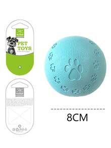 1pc Pet Paw Print Rubber Chew Toy Ball, Interactive Training Toy With Sound For Dogs - Multicolor - View 8